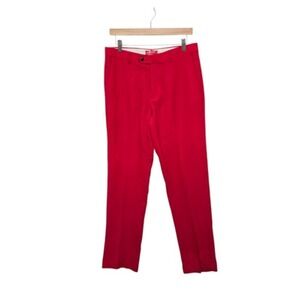 Shinesty Pants Womens 31 Red Dress Slacks Flat Front Suit Trousers Party Festive